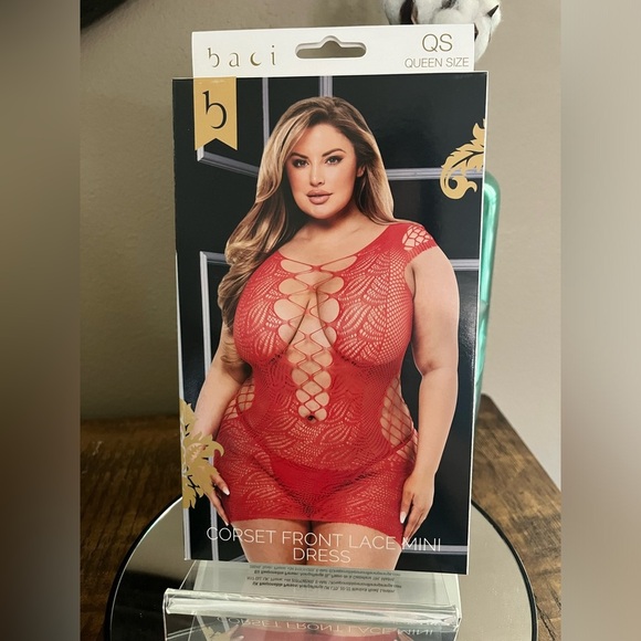 Baci Corset Front Lace Mini Dress, red, new! - Picture 1 of 6